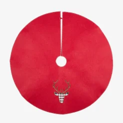 Alfombra para árbol roja con Ciervo tartán Ø90cm^Casa Viva Hot