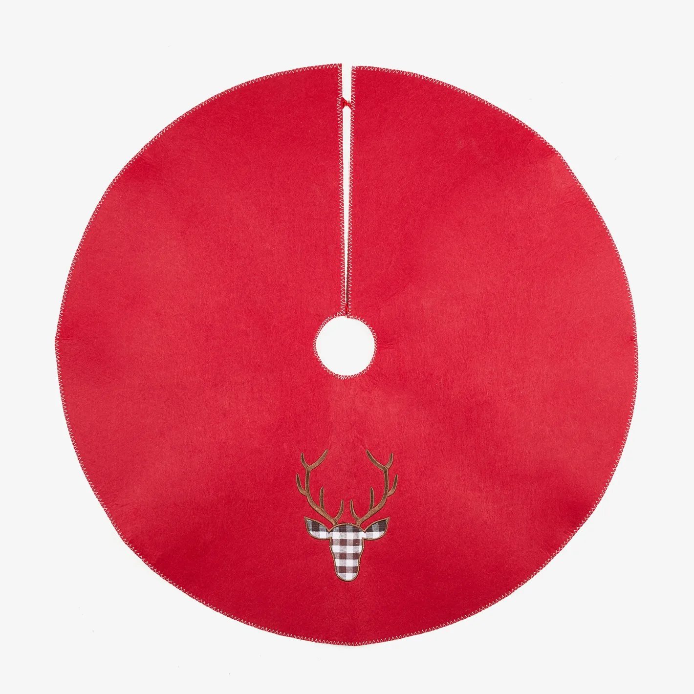 Alfombra para árbol roja con Ciervo tartán Ø90cm^Casa Viva Hot