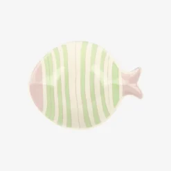 Bol de cerámica rayas verde y lila Pez 15x13cm^Casa Viva New