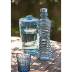 Botella de cristal azul Rustik 1L^Casa Viva Hot