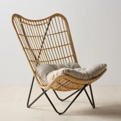 Butaca de fibras naturales y metal con cojín 76x76x87cm^Casa Viva Sale