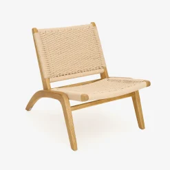 Butaca de madera de olmo y cuerda trenzada beige Alma 56x48x70cm Clau&Chloe^Casa Viva Sale