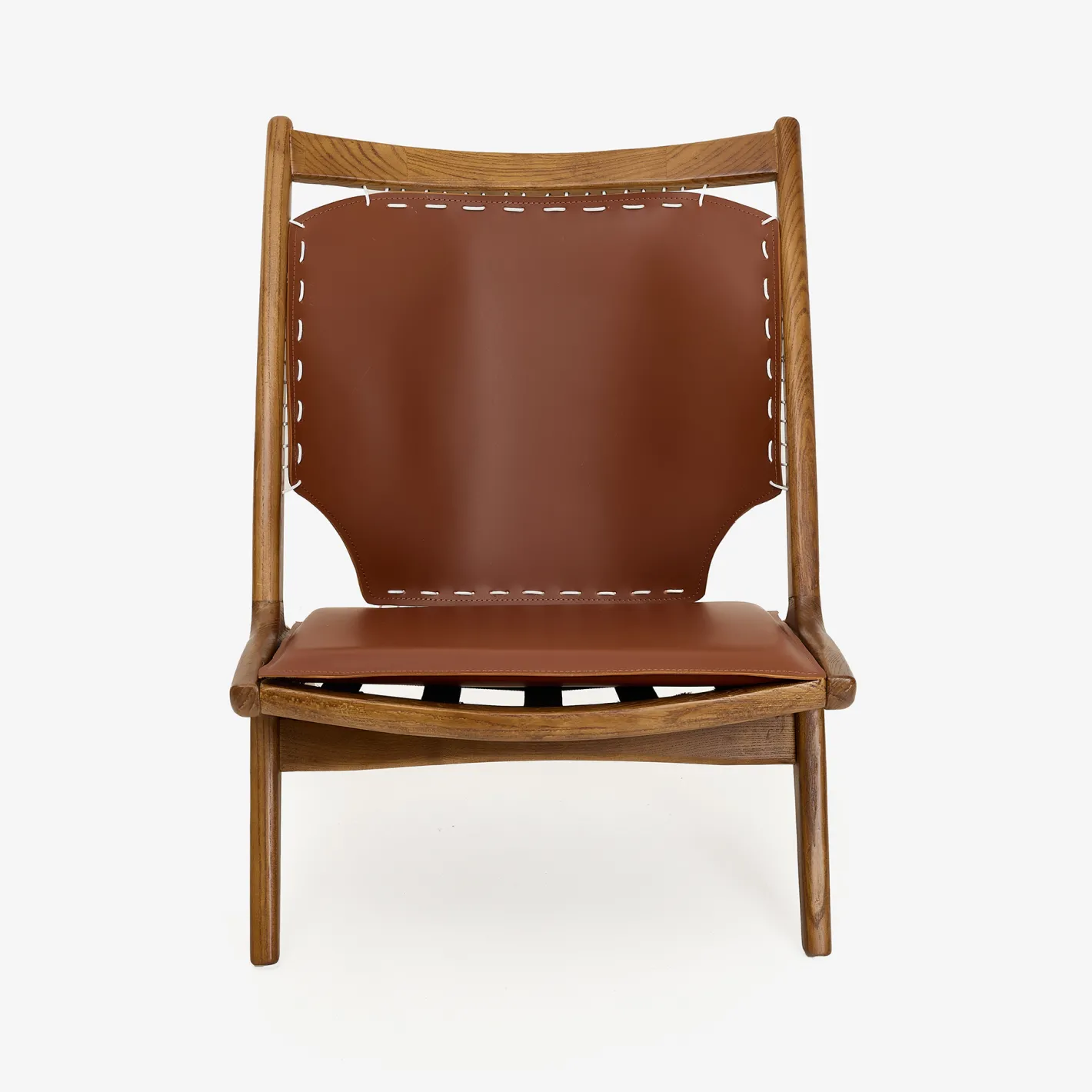 Butaca de madera olmo y cuero Brena 60x49x76cm Clau&Chloe^Casa Viva Outlet