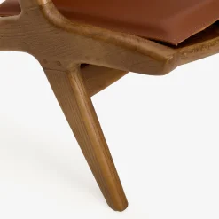 Butaca de madera olmo y cuero Brena 60x49x76cm Clau&Chloe^Casa Viva Outlet