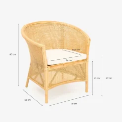 Butaca de ratán beige Milos 76x65x80cm^Casa Viva Hot