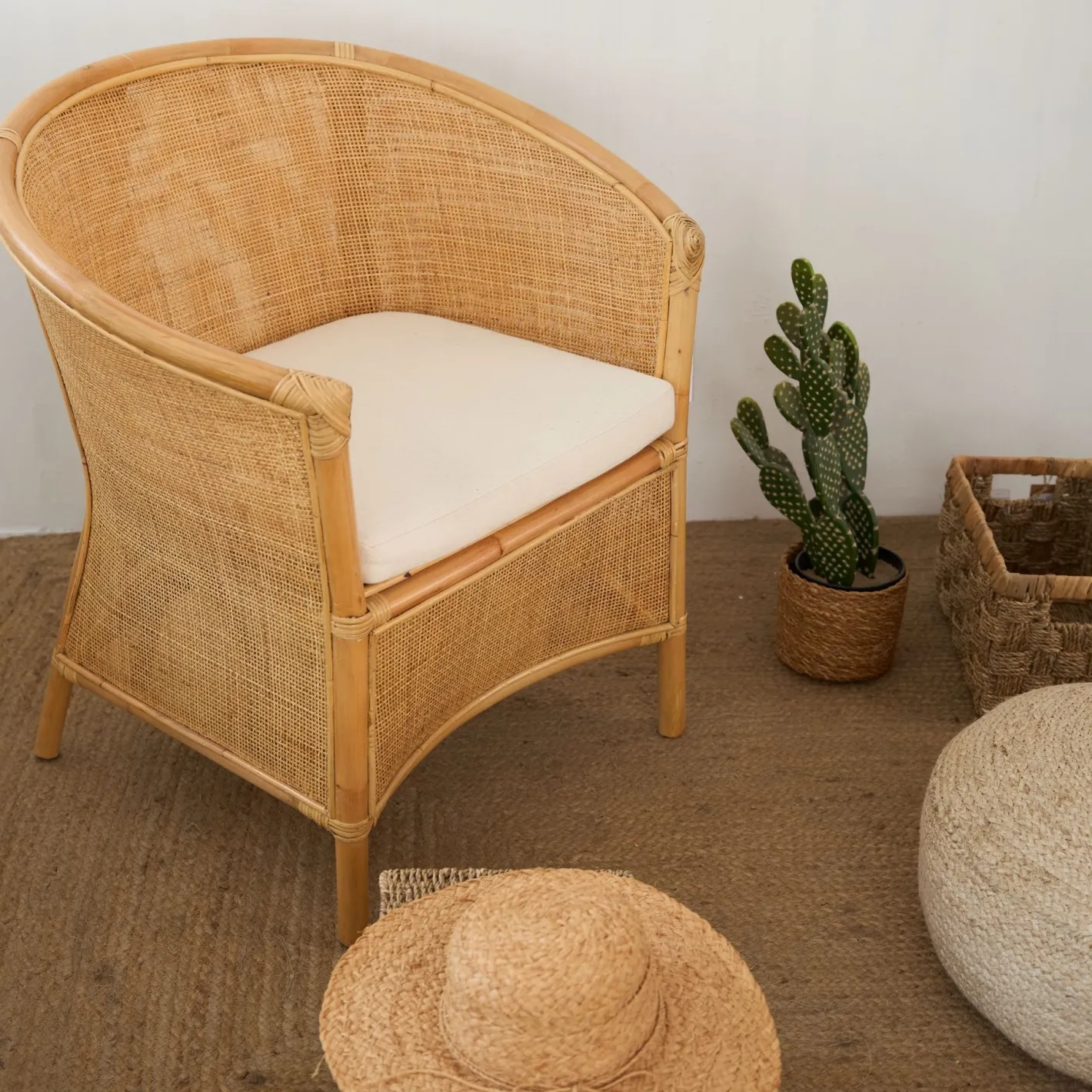 Butaca de ratán beige Milos 76x65x80cm^Casa Viva Hot