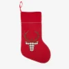 Calcetín de fieltro rojo Ciervo tartán 50cm^Casa Viva Discount