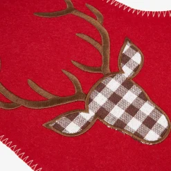 Calcetín de fieltro rojo Ciervo tartán 50cm^Casa Viva Discount