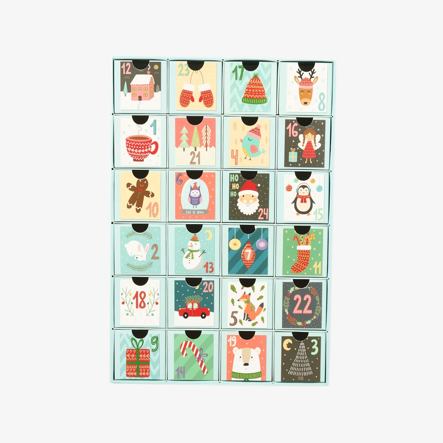 Calendario de adviento de cartón Dibujos Navideños 38cm^Casa Viva