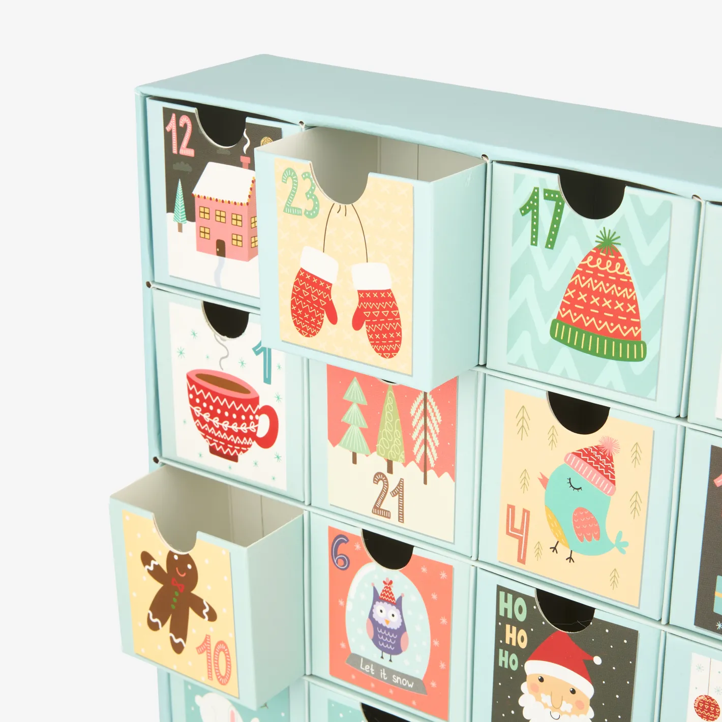 Calendario de adviento de cartón Dibujos Navideños 38cm^Casa Viva
