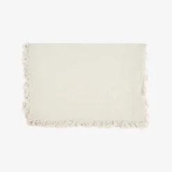 Camino de mesa de algodón gris Flecos 30x150cm^Casa Viva Online