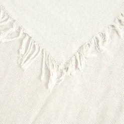 Camino de mesa de algodón gris Flecos 30x150cm^Casa Viva Online