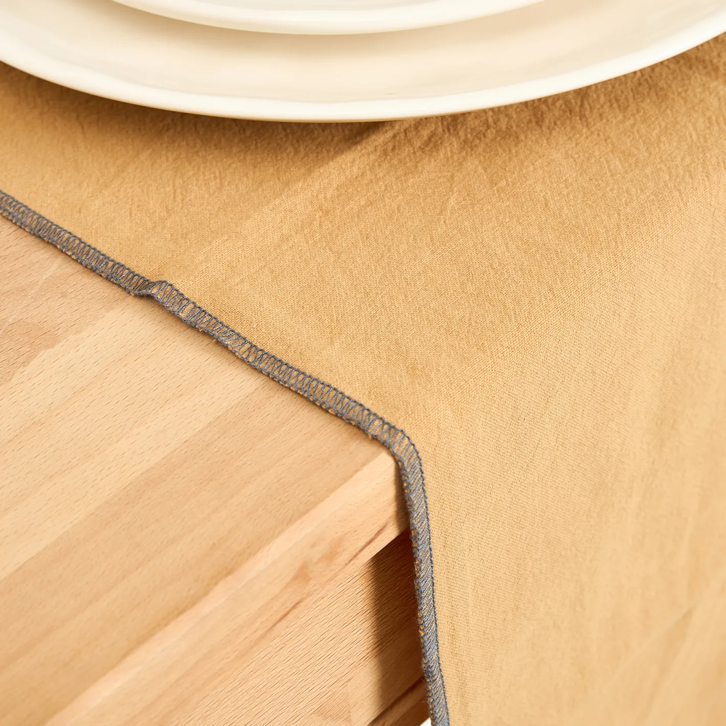 Camino de mesa de algodón con flecos mostaza 30x150cm^Casa Viva Hot