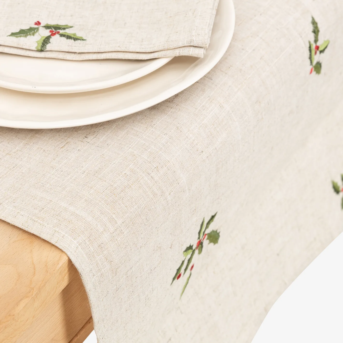 Camino de mesa de lino beige Acebo 50x150cm^Casa Viva Sale