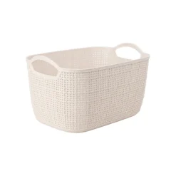 Cesta de polipropileno beige Badet 35x29x13cm^Casa Viva Online