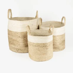 Cesta de yute blanca y natural Vide Ø25x25cm^Casa Viva Best