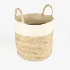Cesta de yute blanca y natural Vide Ø35x33cm^Casa Viva New