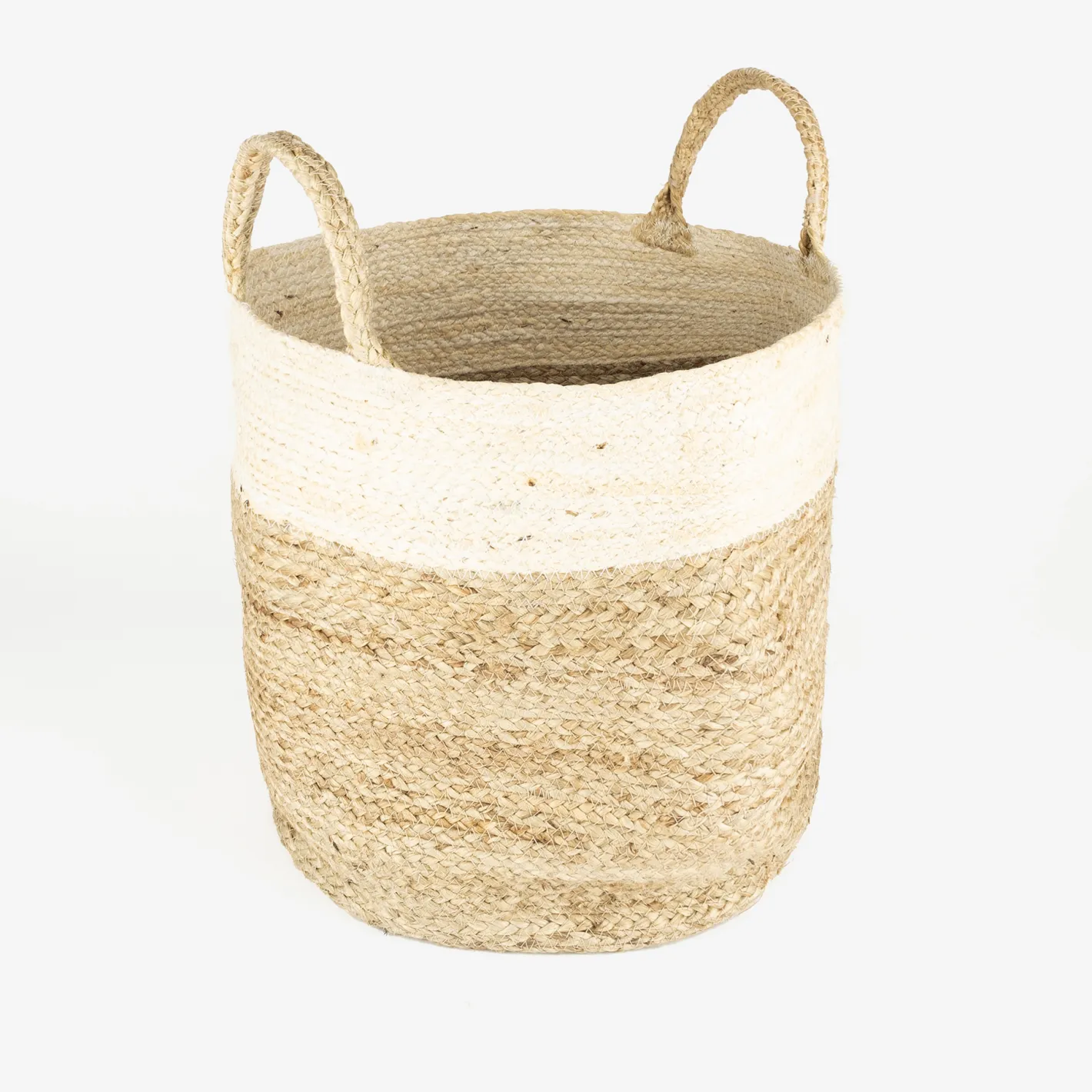 Cesta de yute blanca y natural Vide Ø35x33cm^Casa Viva New