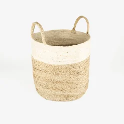 Cesta de yute blanca y natural Vide Ø30x28cm^Casa Viva Best