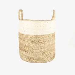 Cesta de yute blanca y natural Vide Ø30x28cm^Casa Viva Best