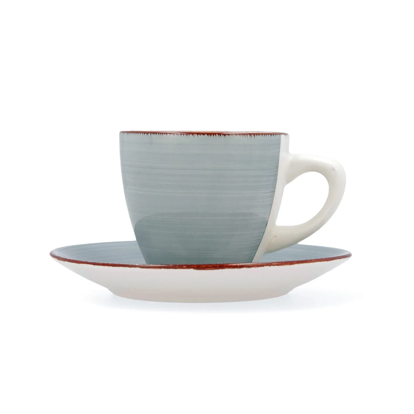 Conjunto de 2 tazas con plato azul de gres Vita 22cl^Casa Viva Hot