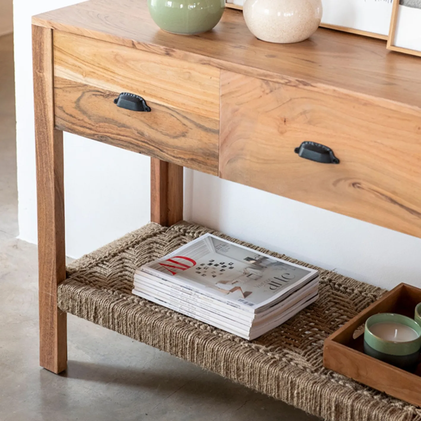 Consola de madera de acacia Bolt 170x40x75cm Clau&Chloe^Casa Viva