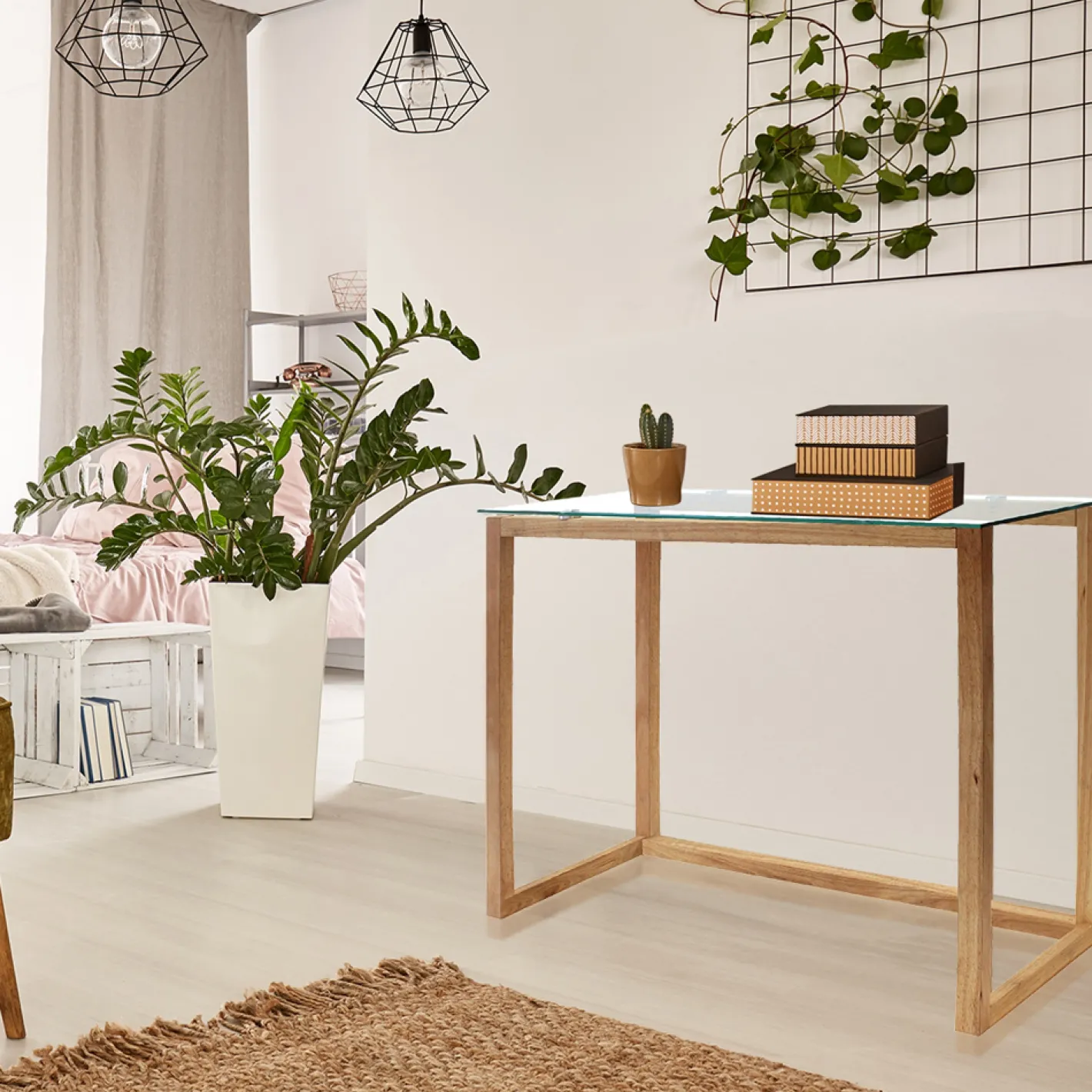 Consola de madera y cristal^Casa Viva Outlet