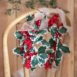 Corona decorativa de acebo y bayas rojas Ø41cm^Casa Viva Discount
