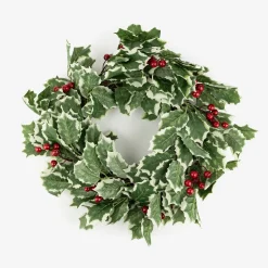 Corona decorativa de acebo y bayas rojas Ø41cm^Casa Viva Discount
