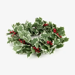 Corona decorativa de acebo y bayas rojas Ø41cm^Casa Viva Discount