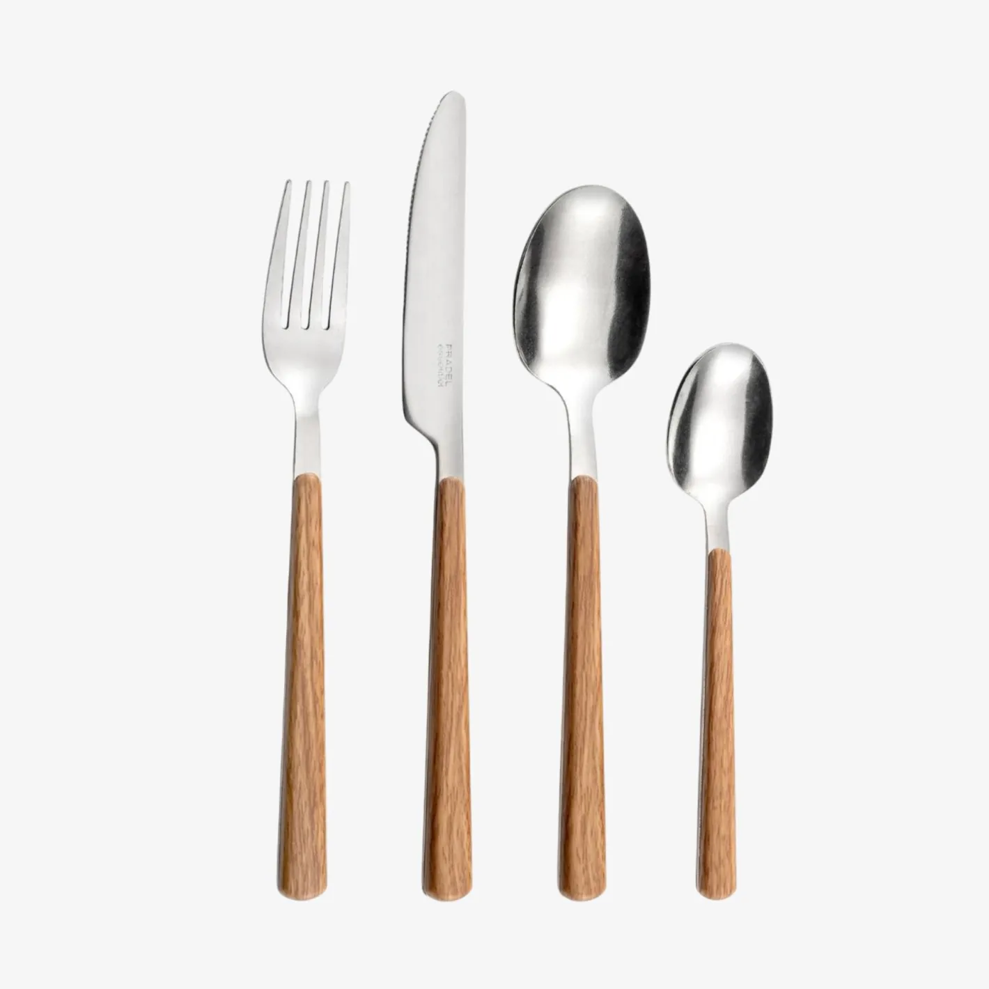 Cubertería de 24 piezas de acero inoxidable y madera Cali^Casa Viva Discount