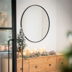 Espejo de pared redondo de metal negro Ø55cm^Casa Viva Clearance