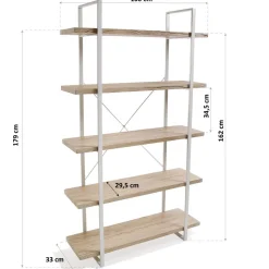 Estantería con 5 baldas blanca efecto madera 100x33x179cm^Casa Viva Clearance