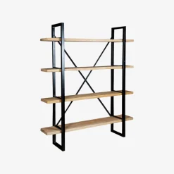 Estantería de madera de olmo reciclada con 4 estantes 150x35x180cm^Casa Viva Discount
