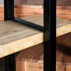 Estantería de madera de olmo reciclada con 4 estantes 150x35x180cm^Casa Viva Discount