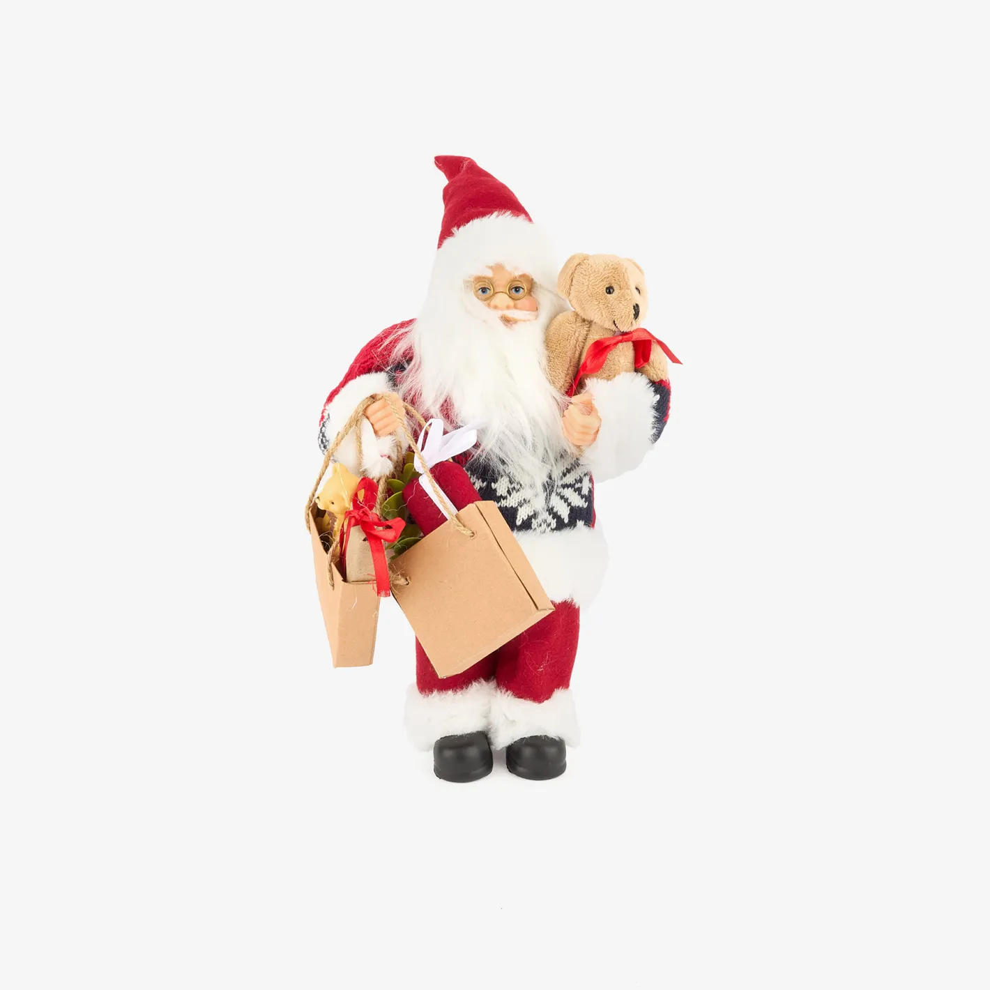 Figura decorativa Santa Claus con bolsa regalos y peluche 30cm^Casa Viva Sale