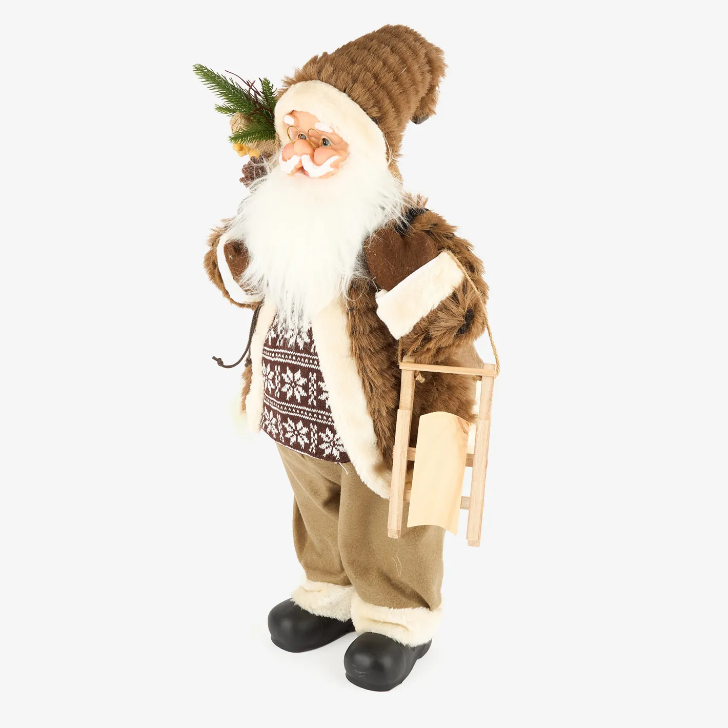 Figura decorativa Santa Claus con bolsa de regalos y trineo 60cm^Casa Viva Outlet