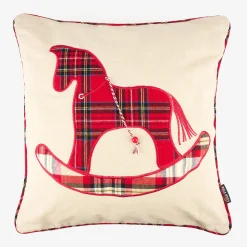Funda de cojín Caballo balancín de tartán 45x45cm^Casa Viva Outlet