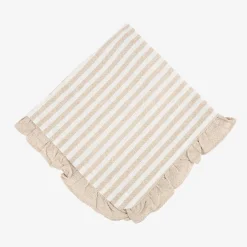 Funda de cojín de algodón volante rayas beige Timoti 45x45cm^Casa Viva Sale