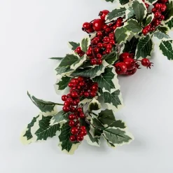 Guirnalda de acebo y frutos rojos 140cm^Casa Viva Online