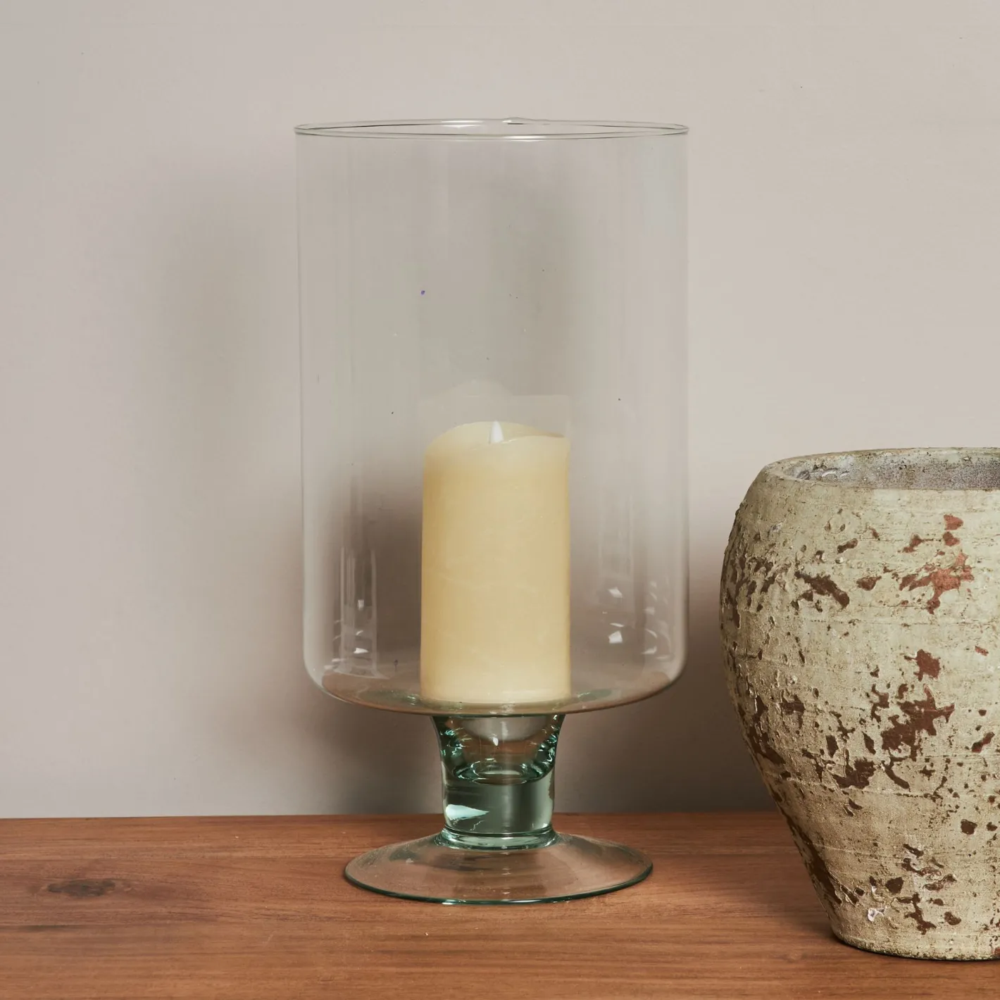 Jarrón con pie de cristal reciclado Ø18x35cm^Casa Viva Clearance