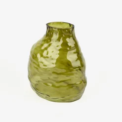 Jarrón de cristal verde Biras 21x15x25cm^Casa Viva Best