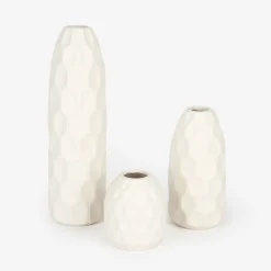 Jarrón de gres blanco Simón Ø9x31cm^Casa Viva Online