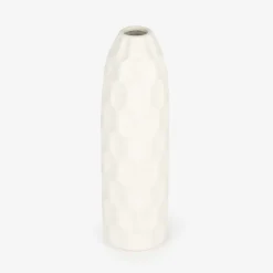 Jarrón de gres blanco Simón Ø9x31cm^Casa Viva Online