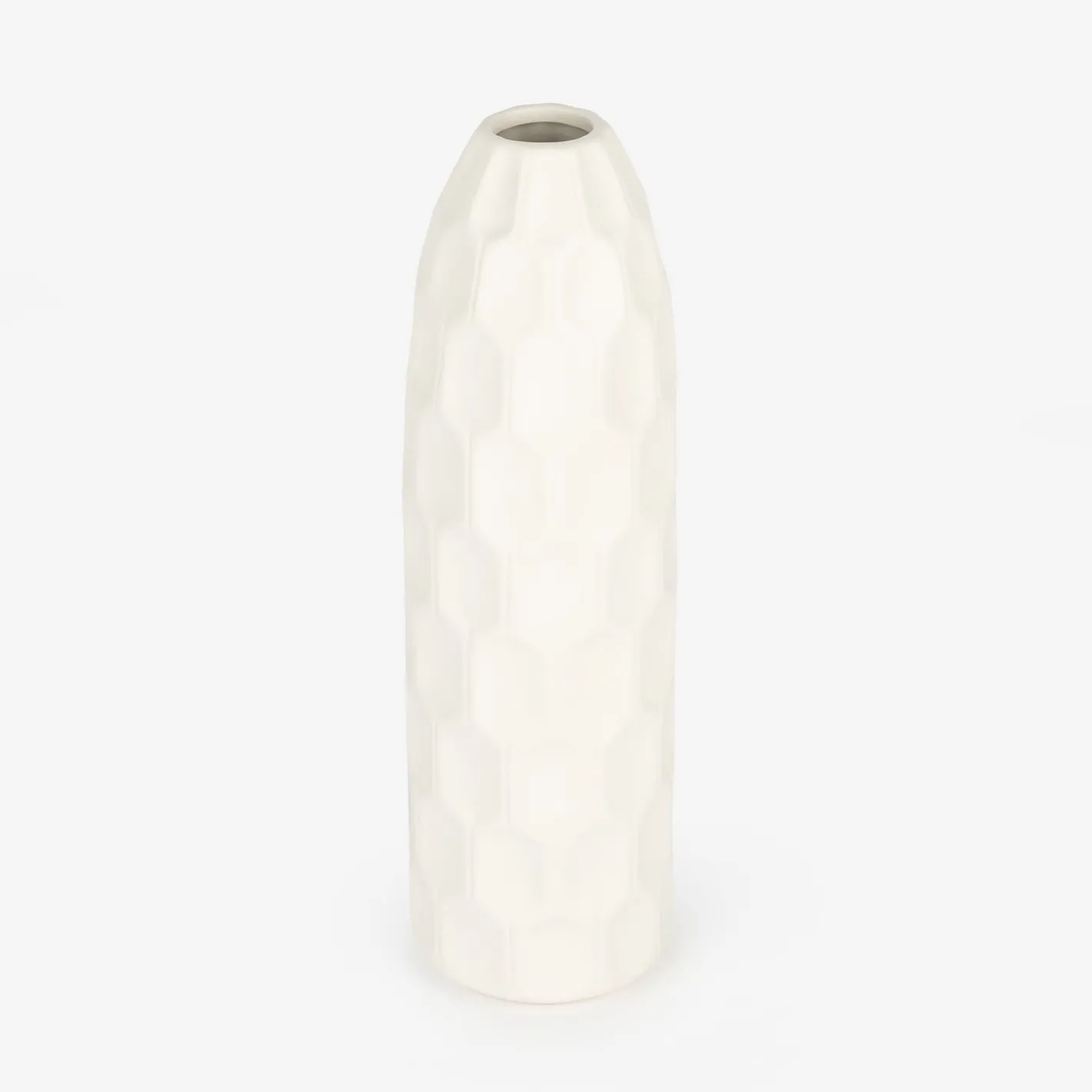 Jarrón de gres blanco Simón Ø9x31cm^Casa Viva Online
