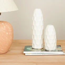 Jarrón de gres blanco Simón Ø9x19cm^Casa Viva Outlet