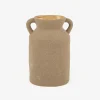 Jarrón de porcelana con asas topo Baru 14,5x9,5x21,3cm^Casa Viva Discount