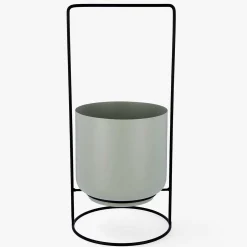 Macetero verde con soporte de acero pintado Gus Ø18x39cm^Casa Viva