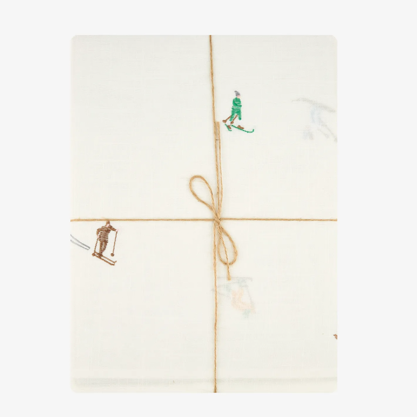 Mantel blanca bordado Esquiadores 150x250cm^Casa Viva New