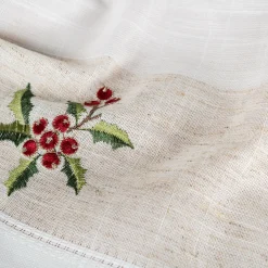 Mantel de Navidad blanco bordado Muérdago 150x250cm^Casa Viva Best